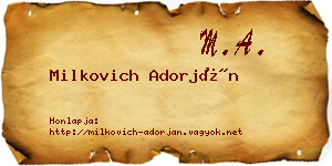 Milkovich Adorján névjegykártya